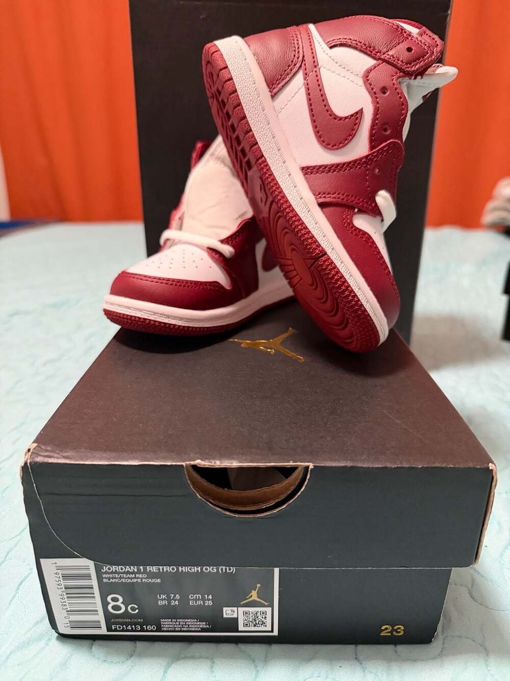 Air Jordan 1 Retro High OG (TD) Toddler Artisanal Red White  Size 8c